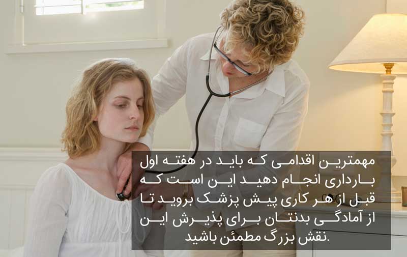 مراجعه به پزشک در هفته اول بارداری
