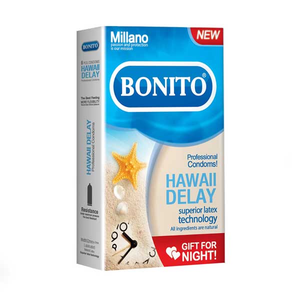 bonito-hawwaii-6pcs کاندوم تاخیری بونیتو مدل Bonito Hawaii Delay بسته 6 عدی