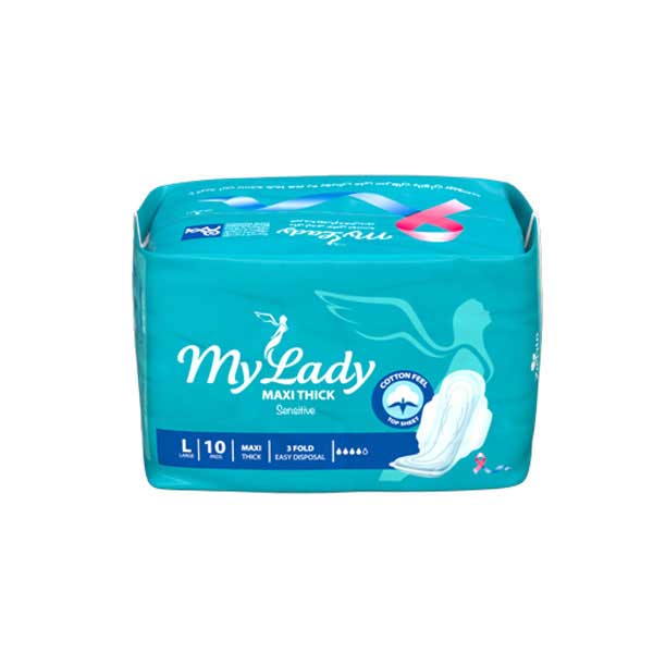 my-lady-171298-2 نوار بهداشتی مای لیدی مدل Thick And Large بسته 10 عددی