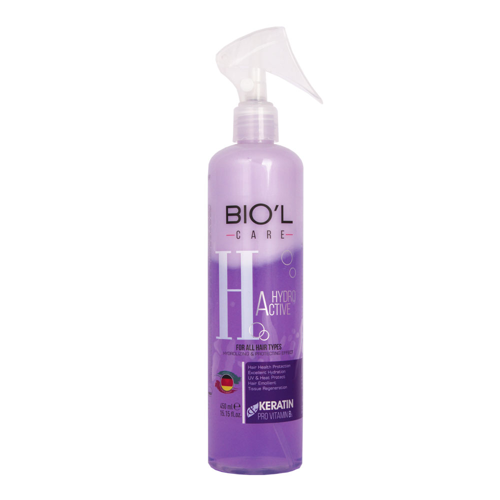 Biol-Keratin-Two-Phases-Hair-Spray اسپری دوفاز بیول مدل Keratin حجم 450 میلی لیتر
