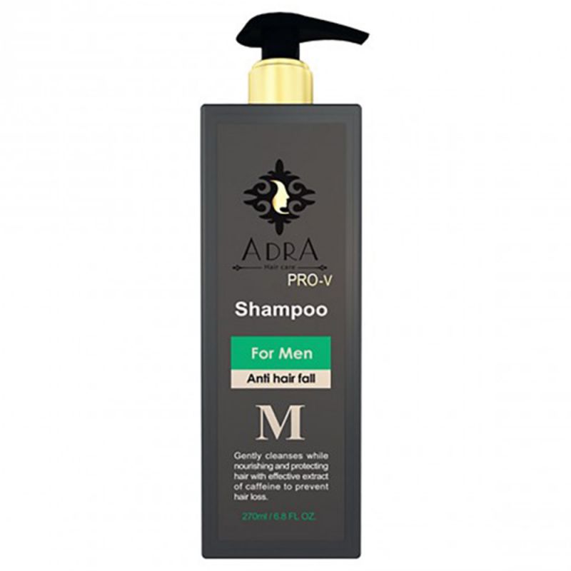 adra-anti-hair-fall-men-913000000035 شامپو تقویت کننده و ضد ریزش مو مردانه آدرا حاوی عصاره کافئین حجم 270 میل