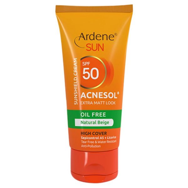 کرم ضد آفتاب رنگی آردن مدل Acnesol+ SPF50 مناسب پوست چرب و آکنه دار حجم 50 میل - بژ طبیعی