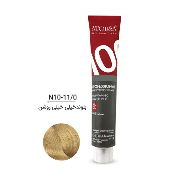 رنگ مو آتوسا شماره N10 حجم 100 میل رنگ بلوند خیلی خیلی روشن