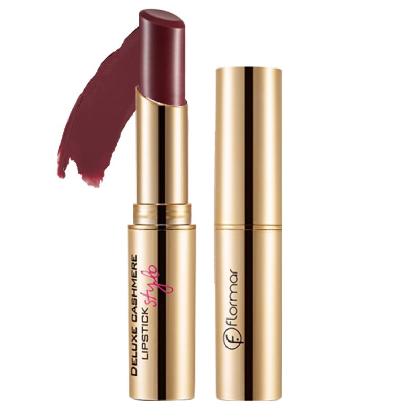 flormar-deluxe-cashmer-lipstick-dc27-103201021427 رژ لب فلورمار مدل Deluxe Cashmere شماره DC27 رنگ Chic Aubergine