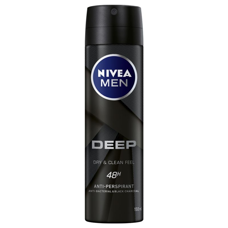 nivea-men-deep-dry-clean-feel-191112015027_0 اسپری ضد تعریق مردانه نیوآ مدل DEEP حجم 150 میلی لیتر