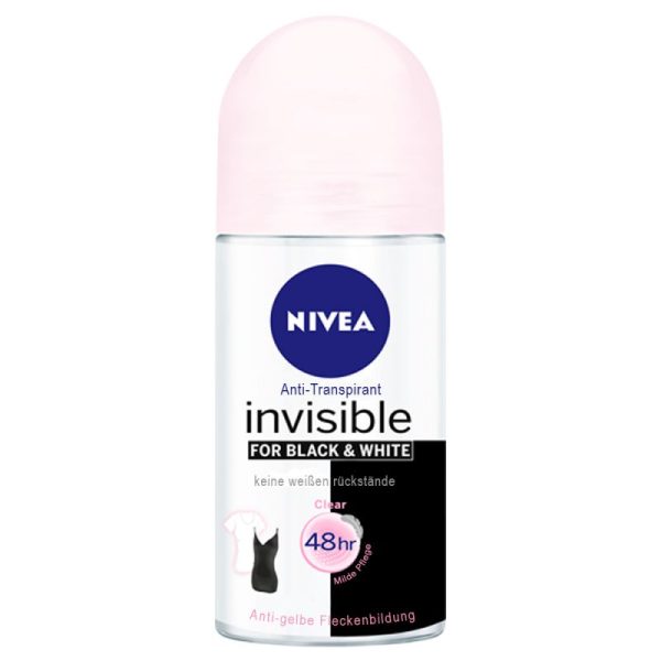 رول ضد تعریق زنانه نیوآ مدل Black & White Invisible Clear حجم 50 میل