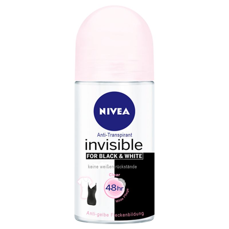 nivea-women-invisible-for-black-white-roll-on-deodorant-50ml-113988_0 رول ضد تعریق زنانه نیوآ مدل Black & White Invisible Clear حجم 50 میل