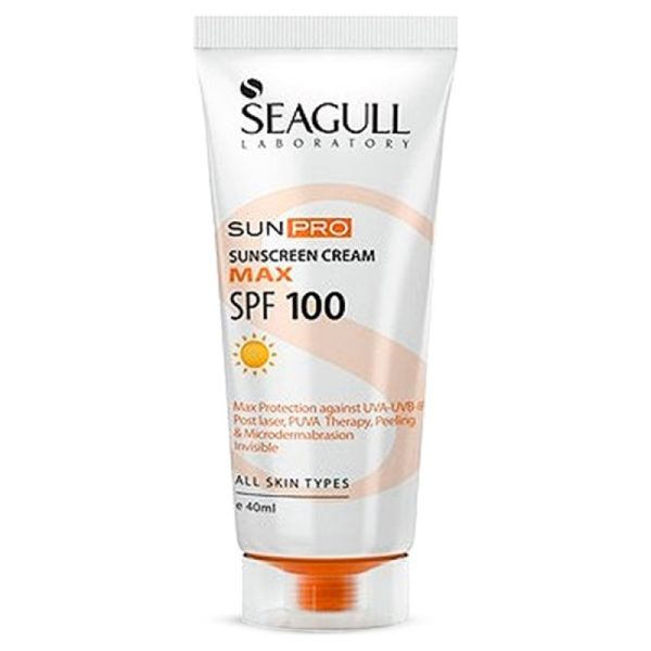 کرم ضد آفتاب بی رنگ SPF100 Max مناسب انواع پوست سی گل 40 میل
