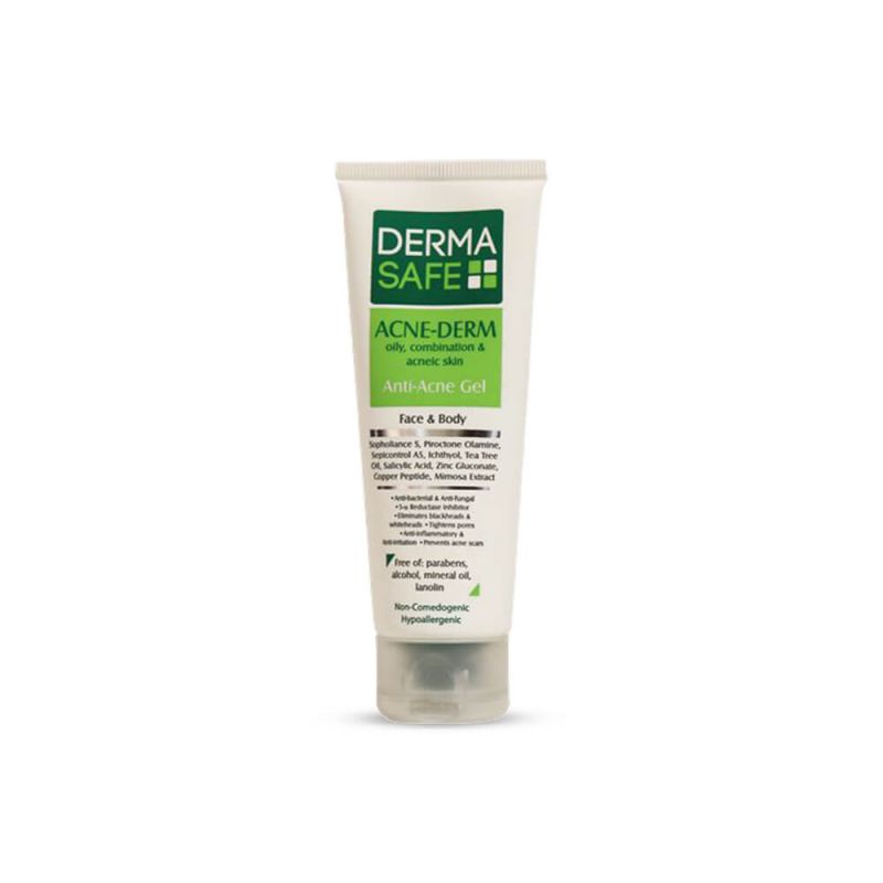 derma-safe-anti-acne-gel-293232821201 ژل ضد جوش درماسیف مدل Acne Derm حجم ۷۵ میل