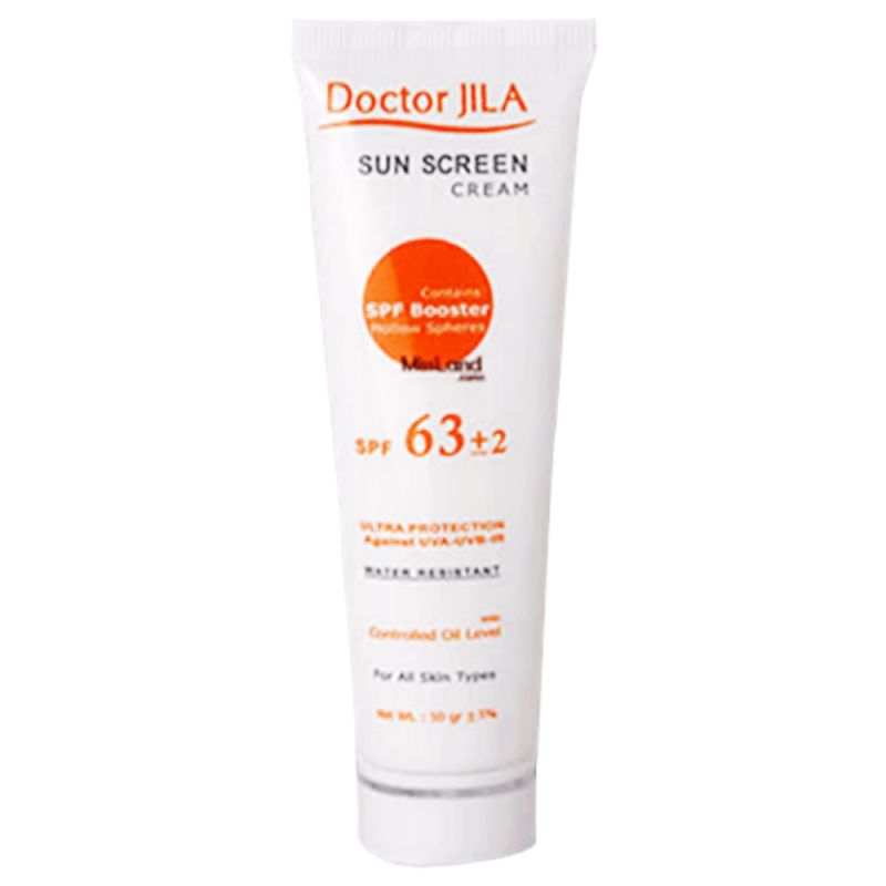 doctor-jila-sunscreen-spf63-198133671202_0 کرم ضد آفتاب بی رنگ مناسب برای انواع پوست SPF63 دکتر ژیلا 50 گرم