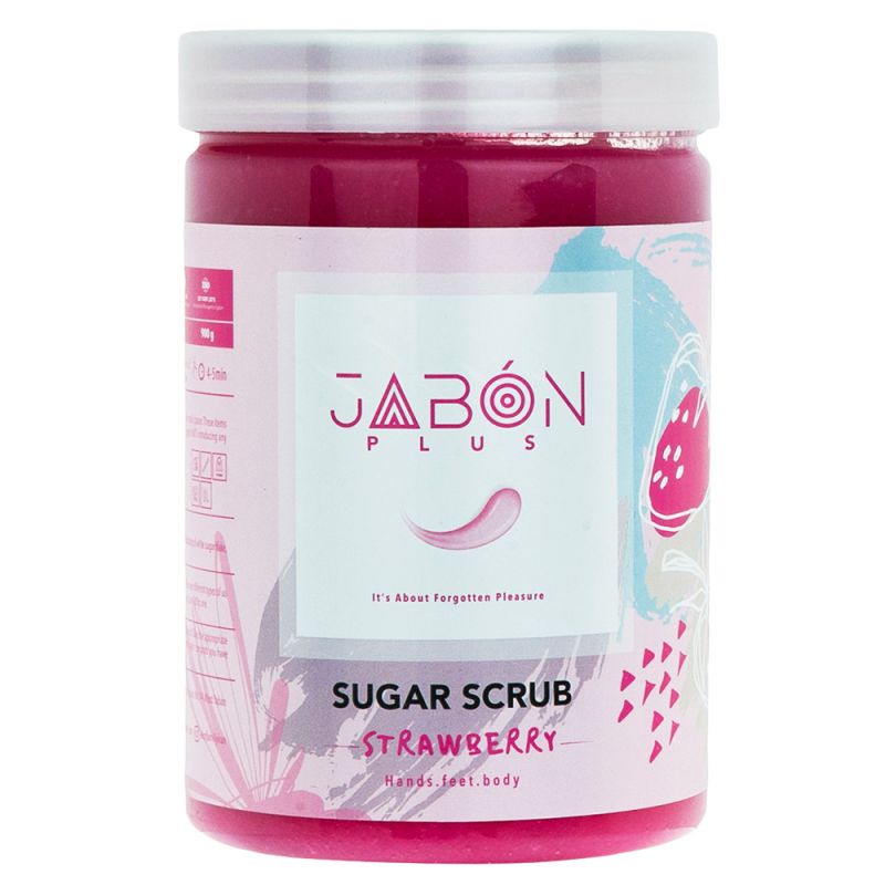 gabon-strawberrry-900g-674000000002_0 اسکراب شکری لایه بردار پوست ژبن پلاس مدل Strawberry وزن 900 گرم