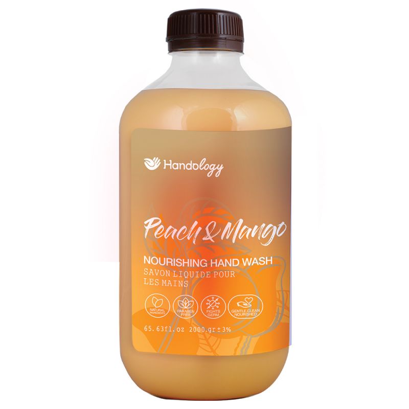 handology-peach-mango-724000000017 مايع دستشویی كرمی هندولوژی با رايحه هلو و انبه وزن 2000 گرمی