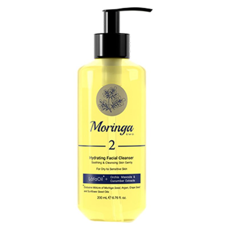 moringa-111600000023_0 ژل شستشو و آبرسان صورت مورینگا امو مناسب پوست خشک و حساس حجم 200 میل