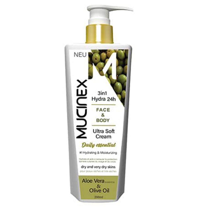 mucinex-cream-face-body-aloevera-olive-918000000002 کرم آبرسان ماسینکس مدل زیتون حجم 200 میل
