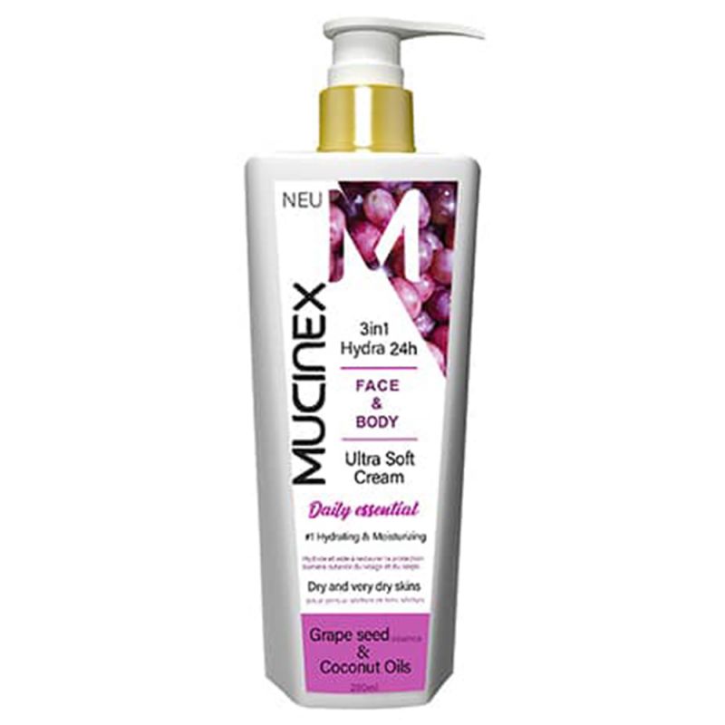 mucinex-cream-face-body-grape-coconurts-918000000001 کرم مرطوب کننده ماسینکس مدل GRAPE SEED حجم 200 میل