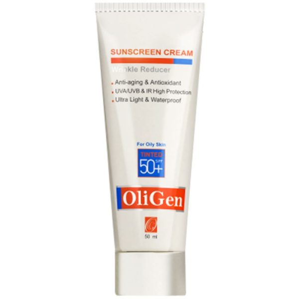 کرم ضد آفتاب و ضد چروک رنگی SPF50 الی ژن مناسب پوست چرب و جوش دار حجم 50 میل