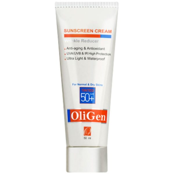 کرم ضد آفتاب و ضد چروک رنگی SPF50 الی ژن مناسب پوست خشک و معمولی حجم 50 میل