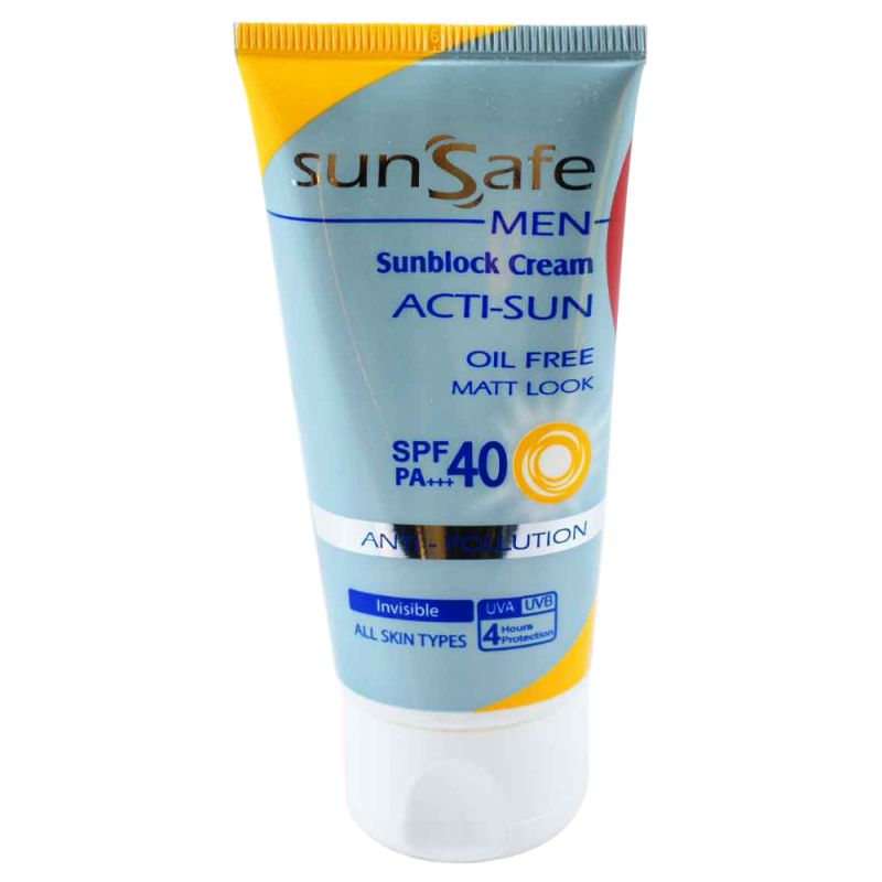 sansafe-sunblock-men-acti-sun-s40-154132841202_0 کرم ضد آفتاب آقایان سان سیف SPF40 حجم 50 میل