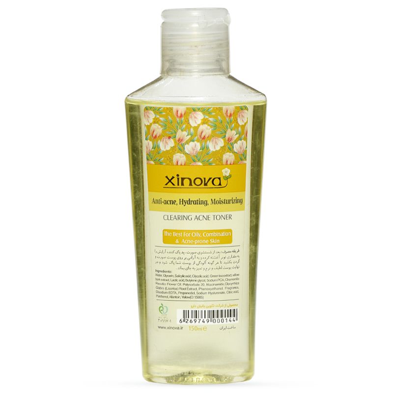 xinova-toner-968000000024 تونر پاک کننده صورت ژینووا مدل acne prone حجم 150 میل