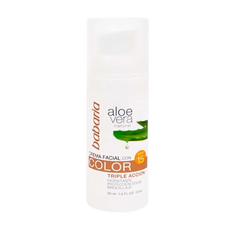 Babaria-SPF15-Sunscreen-Cream-With-Aloevera-50-ml کرم BB سه کاره SPF15 باباریا (برنز)