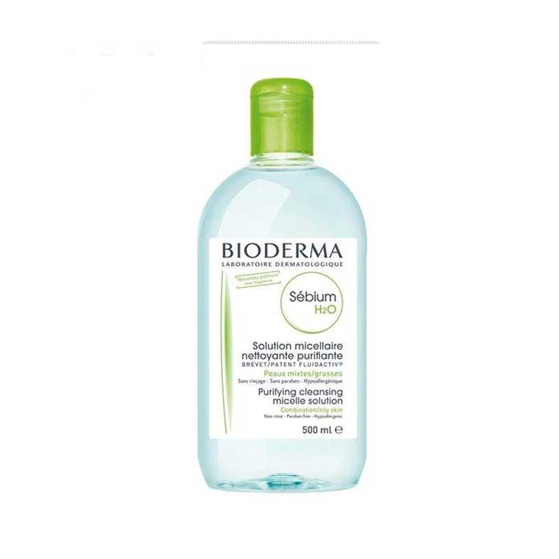 Bioderma-Sebium-H2O-Purifying-Cleansing-Micelle-Solution محلول پاک کننده آرایش صورت بایودرما مدل سبیوم حجم 500 میل