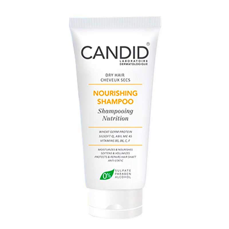 Candid-Nourishing-Shampoo-For-Dry-Hair-200ml شامپو بدون سولفات تثبیت رنگ و ترمیم کننده کاندید مناسب موهای رنگ شده حجم 200 میل