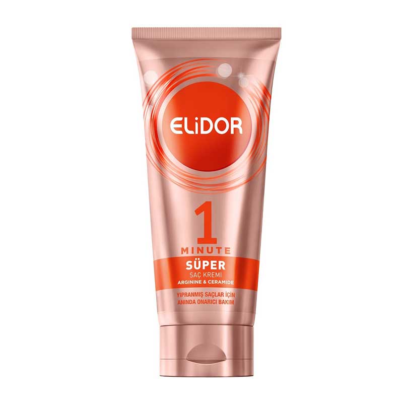 Elidor-1-Minute-Super-Hair-Cream-With-Arginine-&-Ceramide-170ml کرم مو الیدور مناسب موهای آسیب دیده حاوی آرژنین و سرامید حجم 170 میل