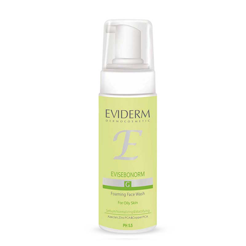 Eviderm-Evisebonorm-Foaming-Face-Wash-For-Oily-Skin-150-ml فوم شستشوی صورت اوی سبونورم اویدرم مناسب پوست چرب حجم 150 میل