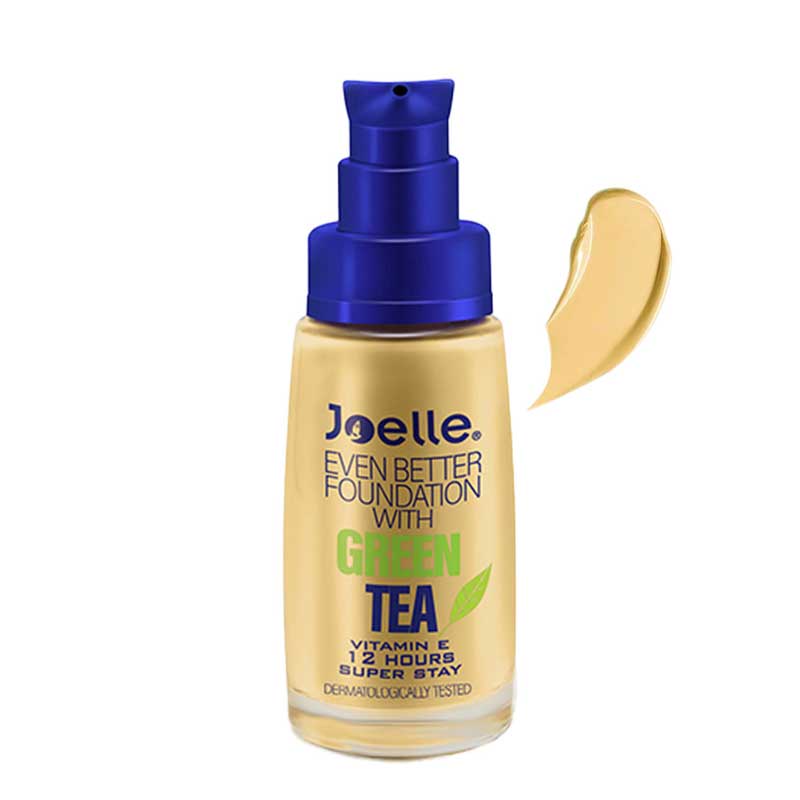 Joelle-12h-Even-Better-Foundation-With-Green-Tea-06 کرم پودر جویل مدل چای سبز شماره J06 حجم 30 میل