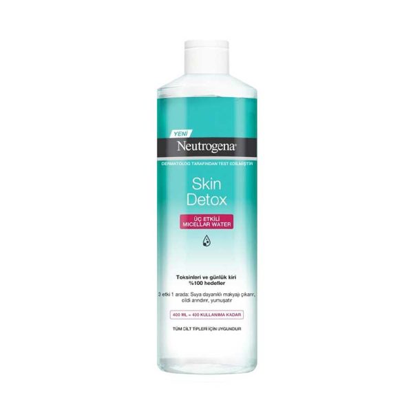 محلول میسلار واتر نوتروژینا مدل Skin Detox مناسب انواع پوست حجم 400 میل