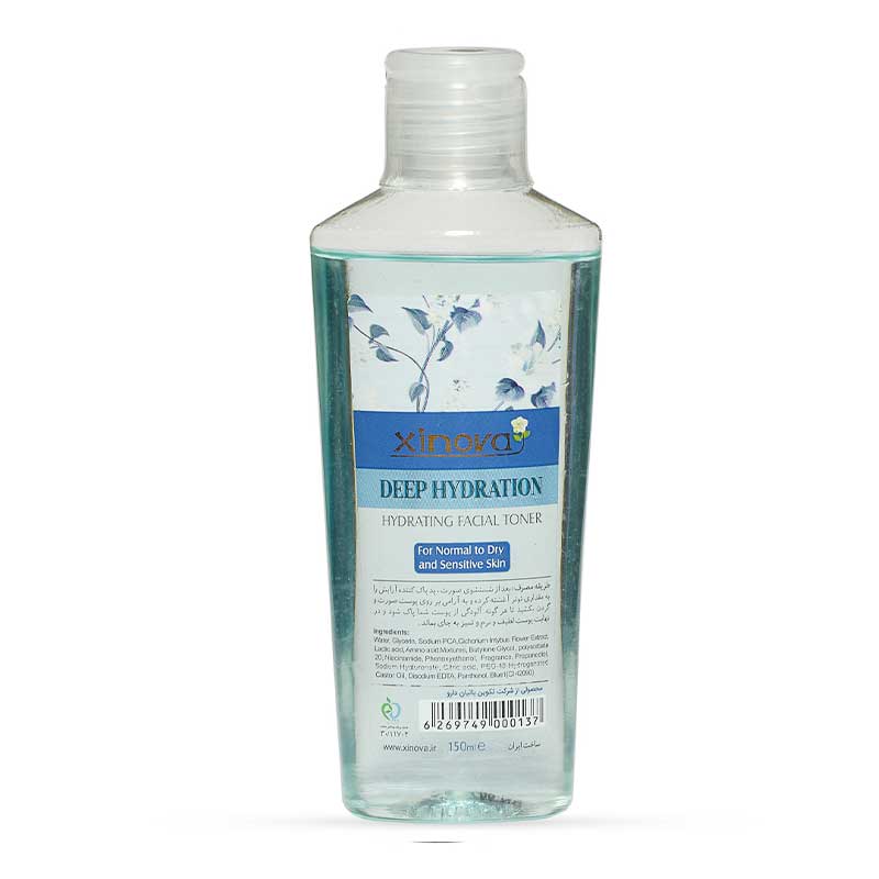 Xinova-Deep-Hydration-Face-toner-For-dry-and-sensitive-skins-150ml تونر پاک کننده صورت ژینووا مدل Deep Hydration حجم 150 میل