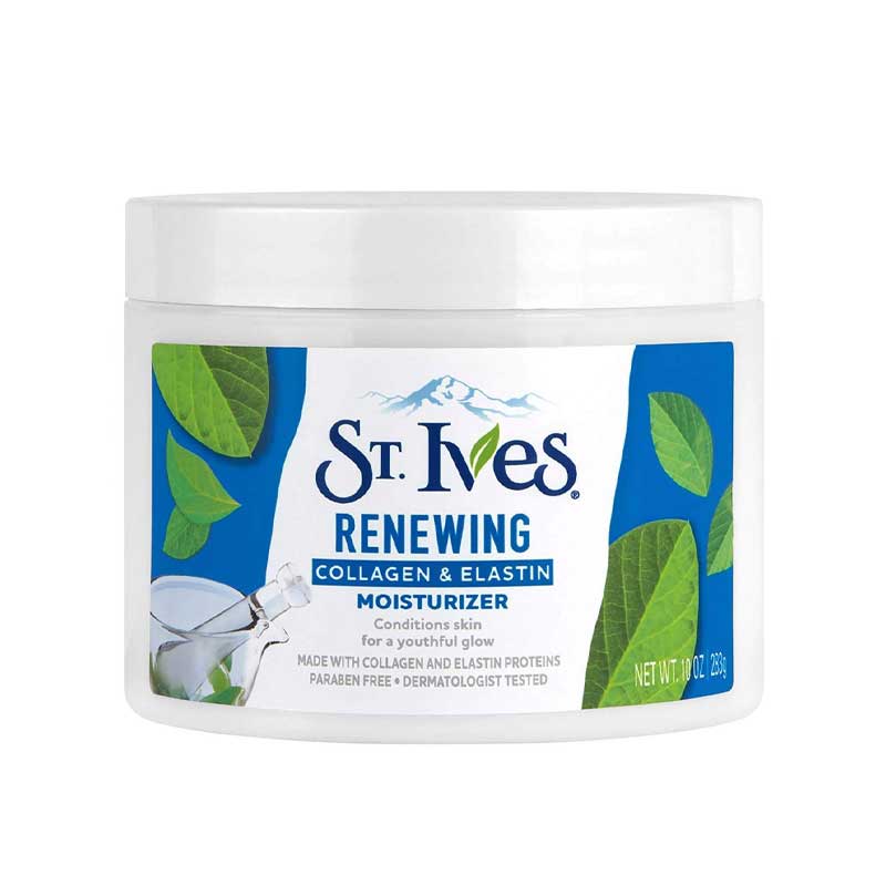 ST.Ives-M&R300ml کرم مرطوب کننده و احیا کننده صورت و گردن سینت ایوز حاوی کلاژن و الاستین حجم 300 میل