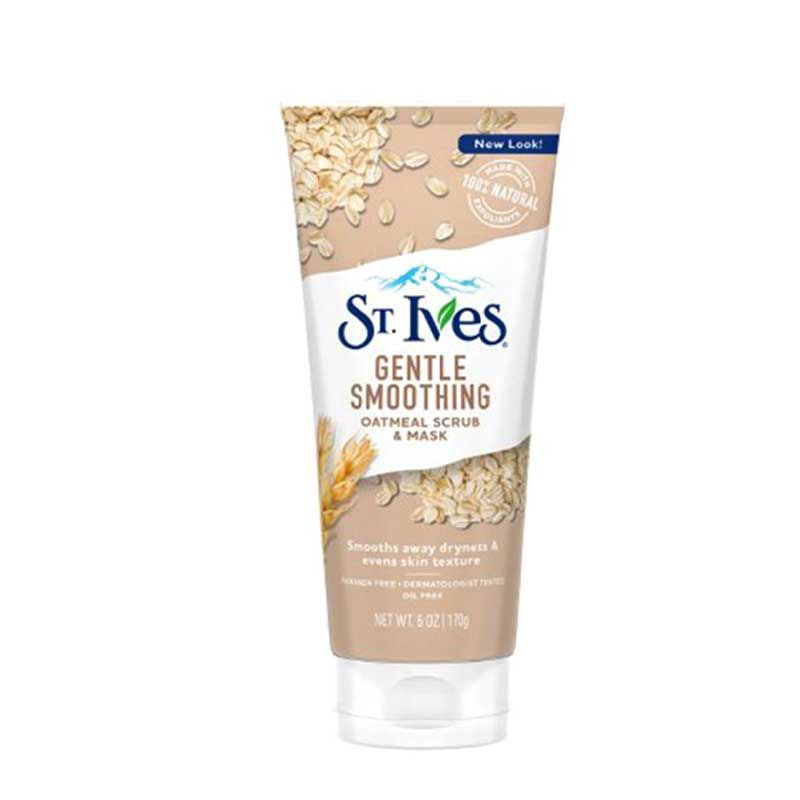 St.Ives-Gentle-Smoothing-Oatmeal-Scrub-&-Mask-170g ماسک و اسکراب ملایم صورت سینت ایوز حاوی جو دو سر وزن 170 گرم