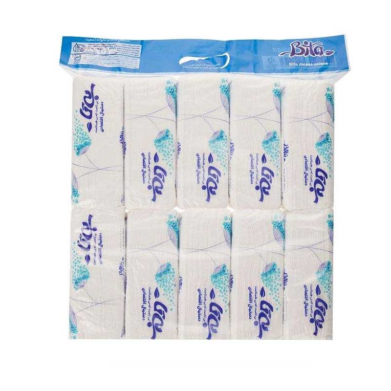 tissue-paper-bita-100-10 دستمال کاغذی 100 برگ بی تا مدل White بسته 10 عددی