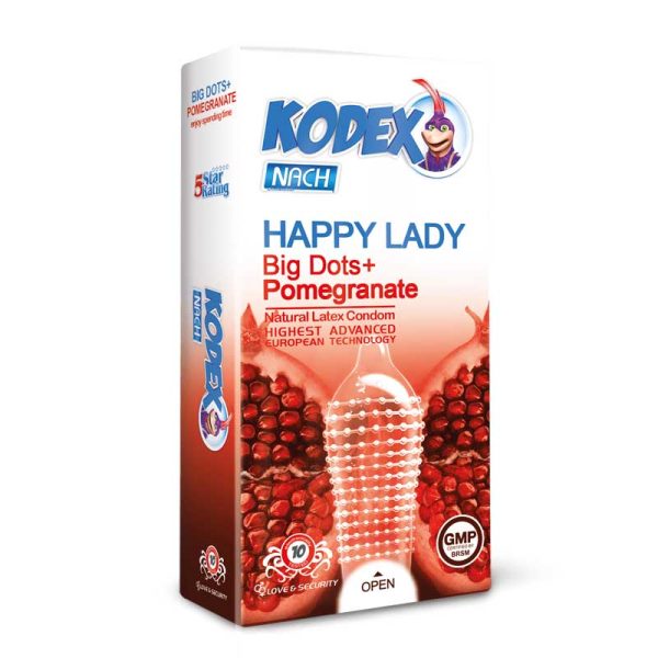 کاندوم کدکس مدل HAPPY LADY بسته 10 عددی خاردار و تنگ کننده