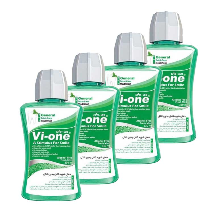 General-Fresh-Mint-4pcs دهانشویه وی وان مدل General Fresh Mint حجم 330 میلی لیتر مجموعه 4 عددی