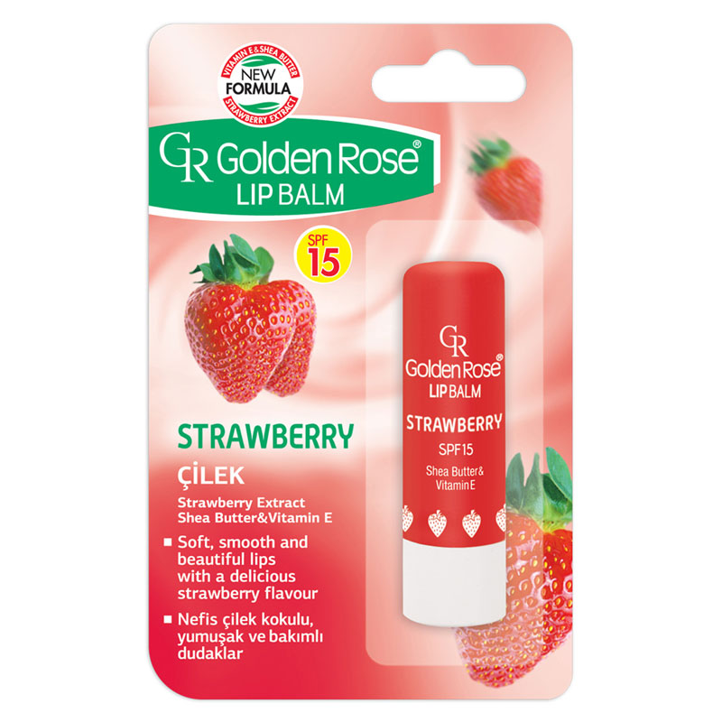 Golden Rose SPF15 Lip Balm With Strawberry بالم لب گلدن رز حاوی رایحه توت فرنگی