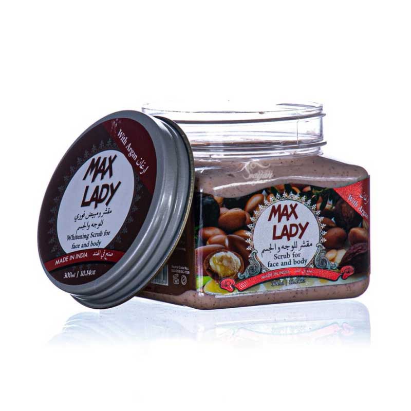 maxlady-scrub-argan1 اسکراب صورت و بدن مکس لیدی مدل آرگان حجم ۳۰۰ میل