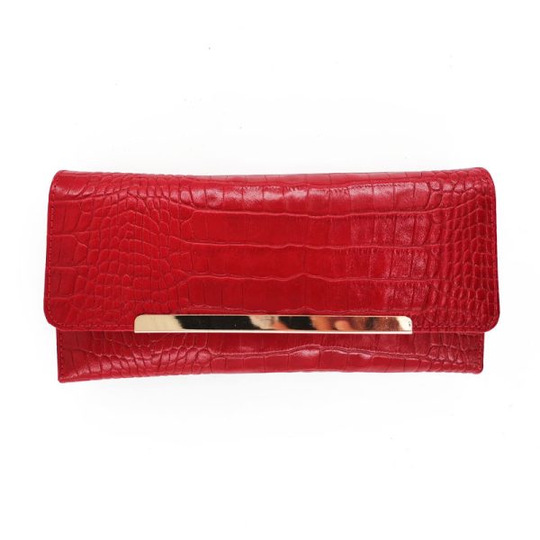 کیف زنانه مجلسی چرم طبیعی طرح کروکودیل مدل w-04
