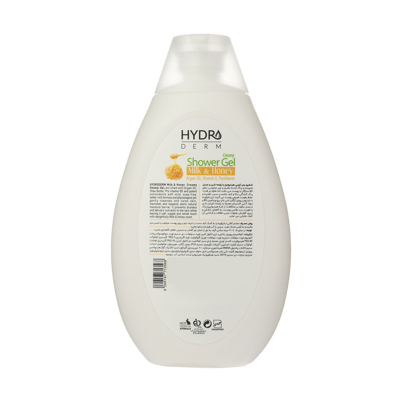 product711402-6 شامپو بدن کرمی هیدرودرم مدل Milk and Honey حجم 500 میلی لیتر